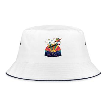 Teleskop Astronomie – Sternenhimmel - Bucket Hat - Weiß/Navy - Vorne