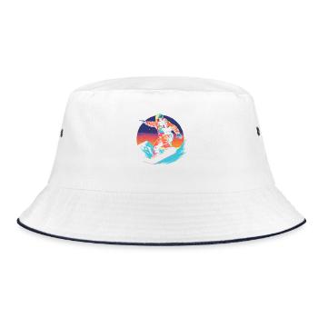 90er Jahre Snowboarder - Bucket Hat - Weiß/Navy - Vorne