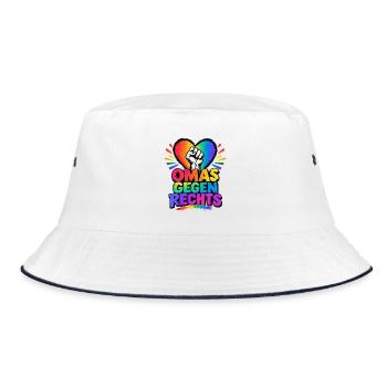 OMAS GEGEN RECHTS – Regenbogen Herz - Bucket Hat - Weiß/Navy - Vorne