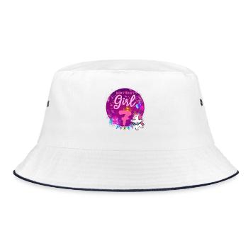 Happy Birthday Girl 7 Einhorn Siebter Geburtstag - Bucket Hat - Weiß/Navy - Vorne