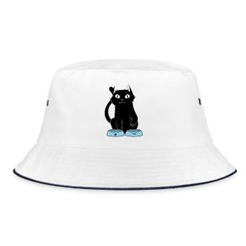 Personal Cat - Bucket Hat - Weiß/Navy - Vorne