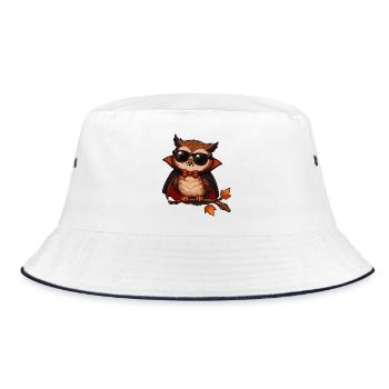Sonnenbrillen-Eule im Cape - Bucket Hat - Weiß/Navy - Vorne