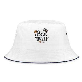 Biene dich selbst - Bucket Hat - Weiß/Navy - Vorne