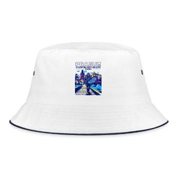 Programmer Prague Cyberpunk Night Walkers Bohemia - Bucket Hat - Weiß/Navy - Vorne