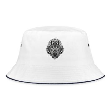 Nordischer Wolf Runen Wikinger Mythologie - Bucket Hat - Weiß/Navy - Vorne