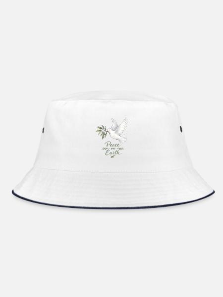 Frieden auf Erden, Taube - Bucket Hat - Weiß/Navy