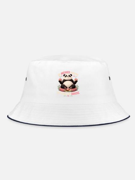 Panda mit Snacks - Bucket Hat - Weiß/Navy