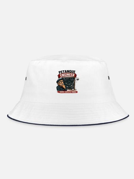 Petanque Engineer Throws Completely Wrong Boule - Bucket Hat - Weiß/Navy