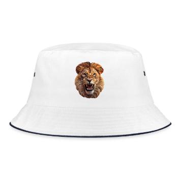 Löwe - Bucket Hat - Weiß/Navy - Vorne