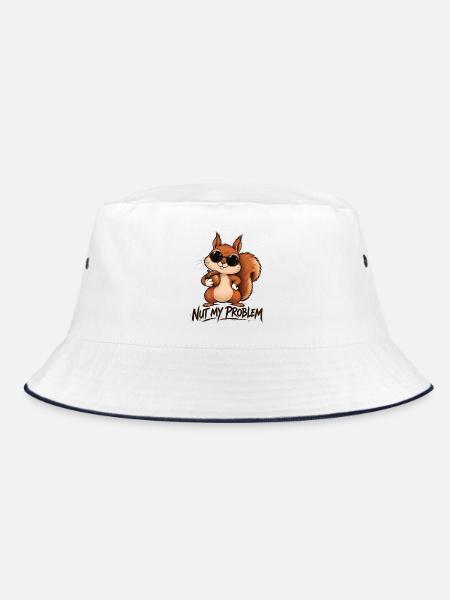Nut My Problem Lustiges Eichhörnchen - Bucket Hat - Weiß/Navy