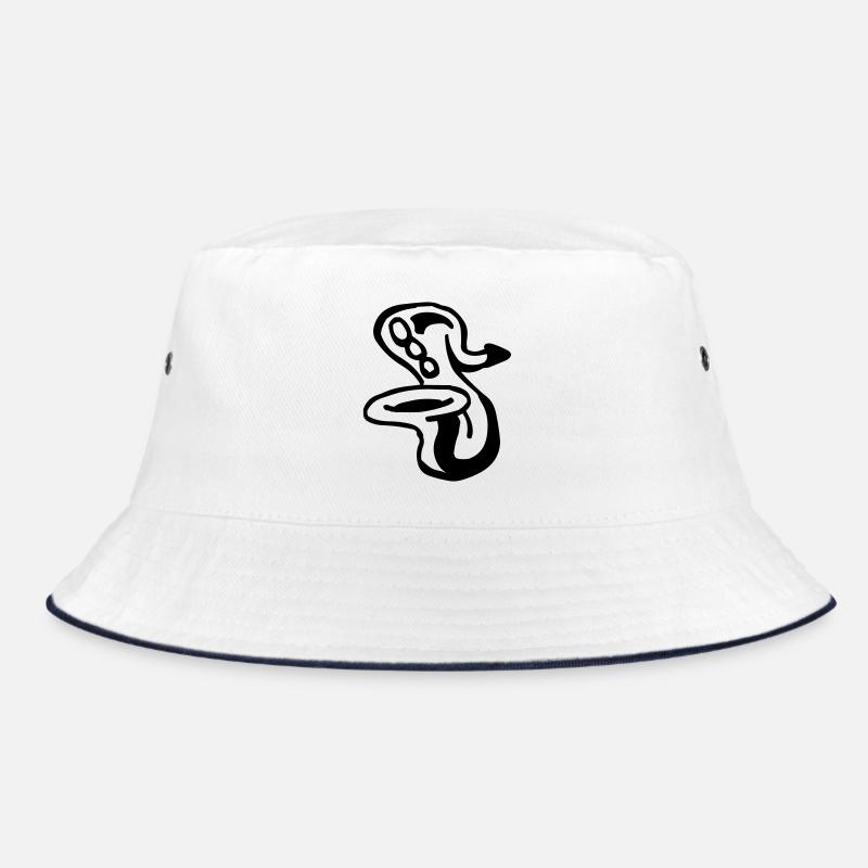 Saxophon - Bucket Hat - Weiß/Navy