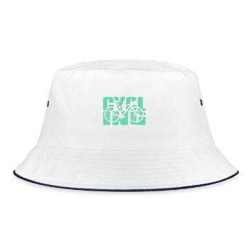 Explore the Outdoors Two Wheel Adventure Quote - Bucket Hat - Weiß/Navy - Vorne