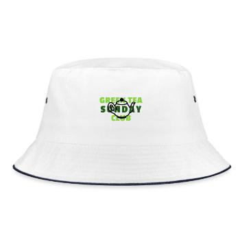 Green Tea Sunday Club - Fun Green Tea Design - Bucket Hat - white/navy - Front