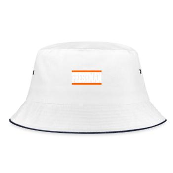 Freshman Year Bold Block Statement - Bucket Hat - white/navy - Front