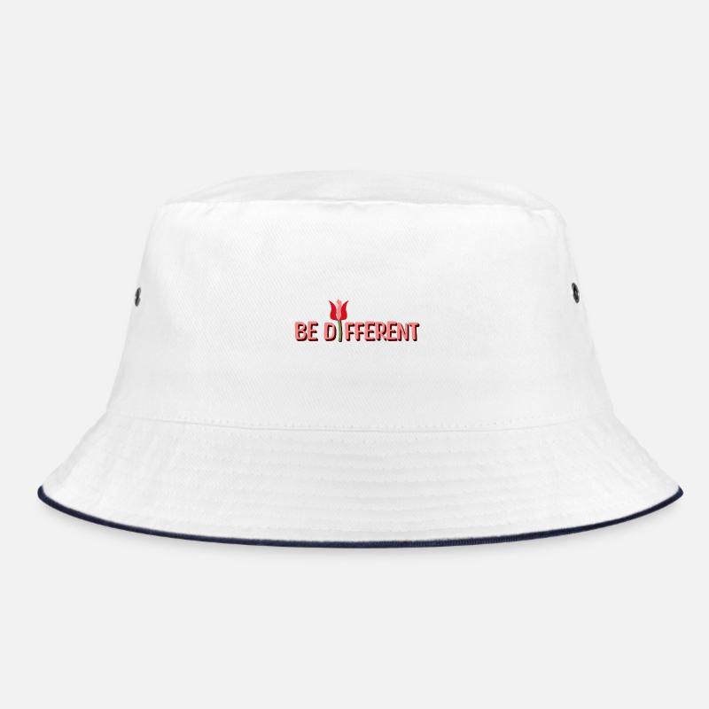 Be Different Tulips & Positive Affirmations - Bucket Hat - white/navy