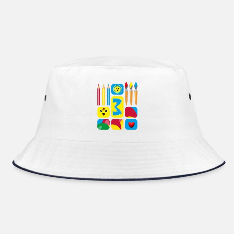 3 / Kindergeburtstags drei mit Herz und Sonne. Bucket Hat