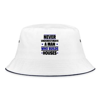 Never underestimate a man who builds houses - Bucket Hat - white/navy - Front