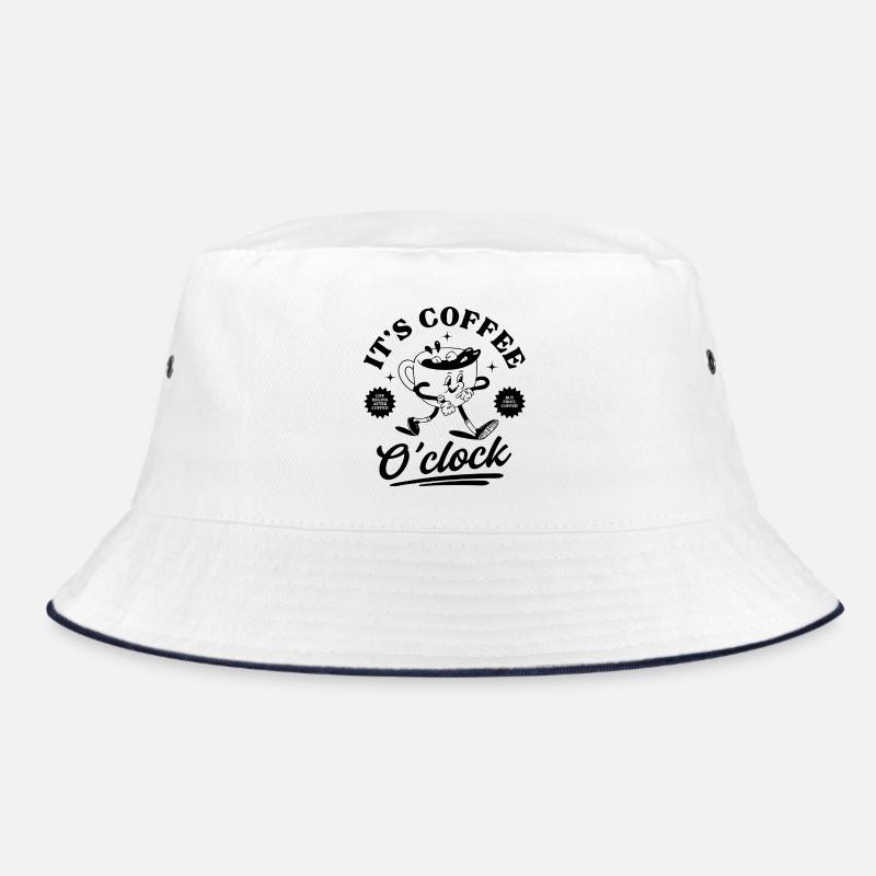 Es ist Kaffee Uhr - Bucket Hat - Weiß/Navy