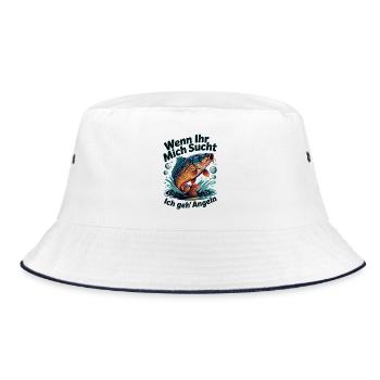Wenn Ihr mich sucht - ich geh Angeln - Bucket Hat - Weiß/Navy - Vorne