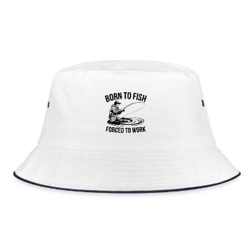 Born to fish - forced to work - Bucket Hat - white/navy - Front