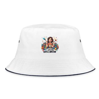 Acrylic Painting - I Suffer From Acrylic Addiction - Bucket Hat - white/navy - Front