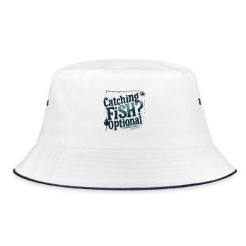 Attraper du poisson ? Optionnel! Chemise de pêche pêcheur - Bob - blanc/marine - Devant