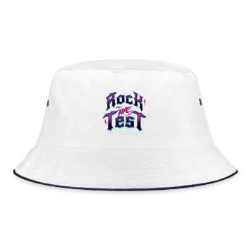 Test Day Rock The Test Funny Teacher Testing Day - Bucket Hat - white/navy - Front
