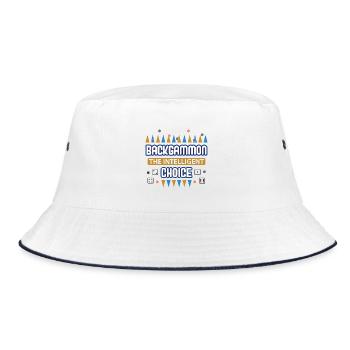 Backgammon Spiel - Bucket Hat - Weiß/Navy - Vorne