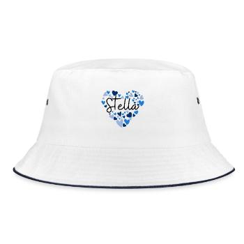 I love Stella hearts in blue - Bucket Hat - white/navy - Front