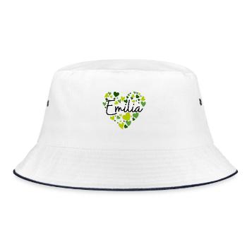 Design de nom Emilia avec des cœurs verts en forme de cœur - Bob - blanc/marine - Devant