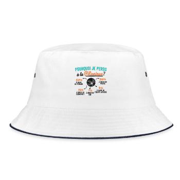 Warum verliere ich beim Pétanque? - Bucket Hat - Weiß/Navy - Vorne