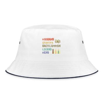 Backgammon Spiel - Bucket Hat - Weiß/Navy - Vorne