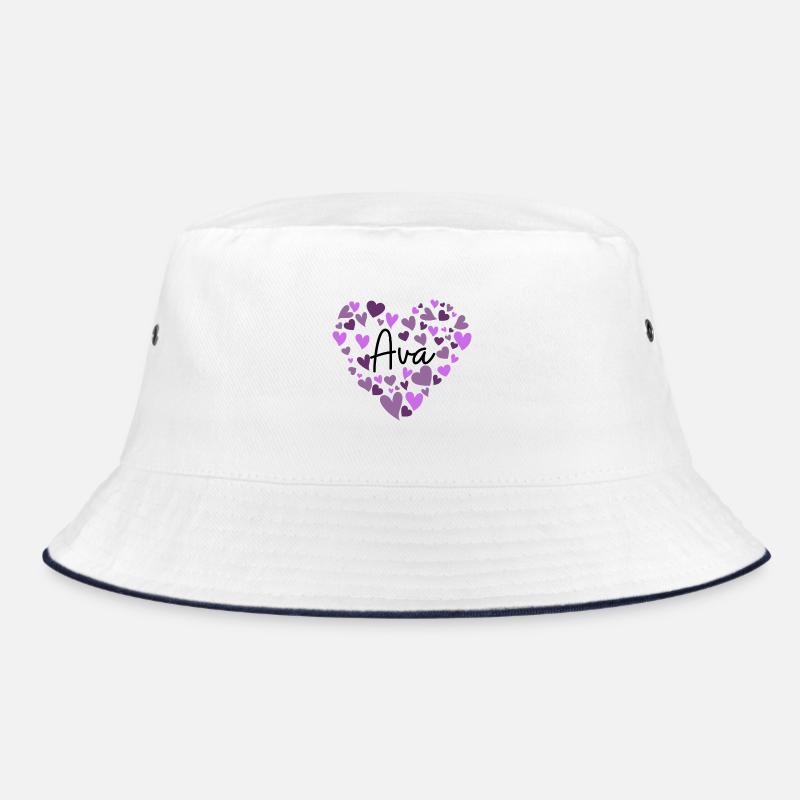 Conception du nom Ava avec des cœurs violets en forme de cœur Bob