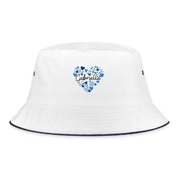gabriella Name Design with Heart-Shaped blue Heart - Bucket Hat - white/navy - Front