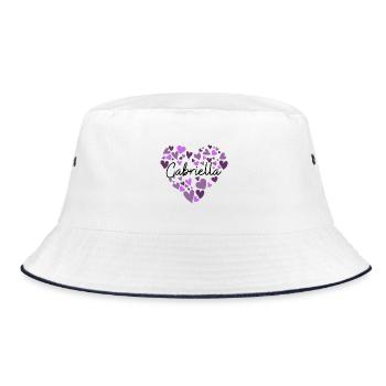 gabriella Name Design with Heart-Shaped purple Hea - Bucket Hat - white/navy - Front