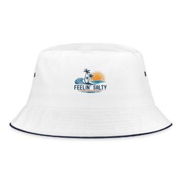 Funny Feelin Salty Vintage Retro Summer Beach Vaca - Bucket Hat - white/navy - Front