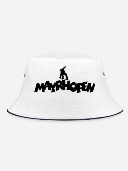 Mayrhofen Snowboard Snowboarder Snowboarding - Bucket Hat - Weiß/Navy - Vorne