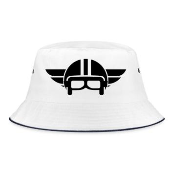 Vintage motorcycle helmet with wings - Bucket Hat - white/navy - Front