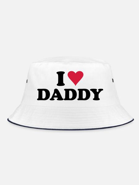 i love daddy - Bucket Hat - white/navy - Front