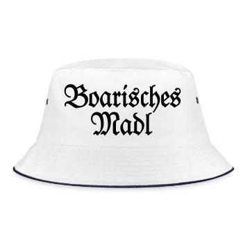 Boarisches Madl - Ein Mädel aus Bayern - Bucket Hat - Weiß/Navy - Vorne