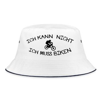Kann nicht muss Biken - Bucket Hat - Weiß/Navy - Vorne