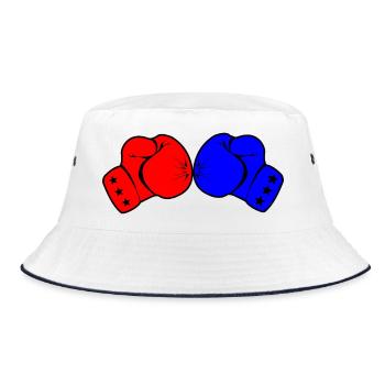 Deux gants de boxe rouge et bleu - Bob - blanc/marine - Devant