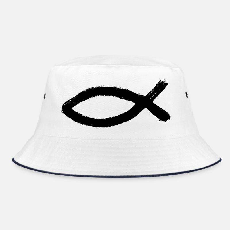 Jesus fish black Ichthys fish fish Bucket Hat