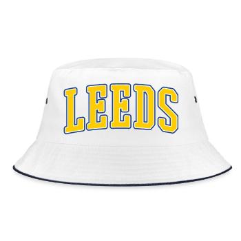 Leeds Varsity Lettering Yellow Blue - Bucket Hat - white/navy - Front