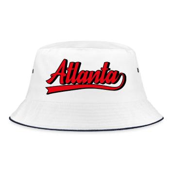 Atlanta Lettering Retro Style Red - Bucket Hat - white/navy - Front
