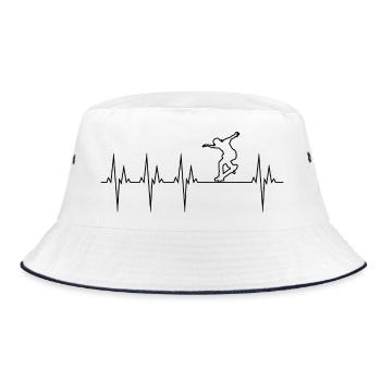 Skateboard Elektrokardiogramm EKG Skateboard - Bucket Hat - Weiß/Navy - Vorne