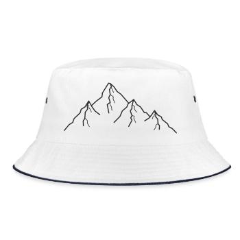 Berge Berg Zeichnung - Bucket Hat - Weiß/Navy - Vorne