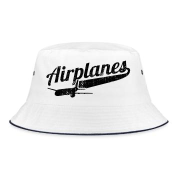 Flugzeugliebe - Bucket Hat - Weiß/Navy - Vorne
