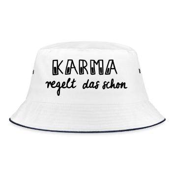 Karma regelt das schon - Bucket Hat - Weiß/Navy - Vorne