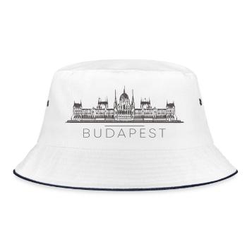 Budapest Ungarn - Bucket Hat - Weiß/Navy - Vorne